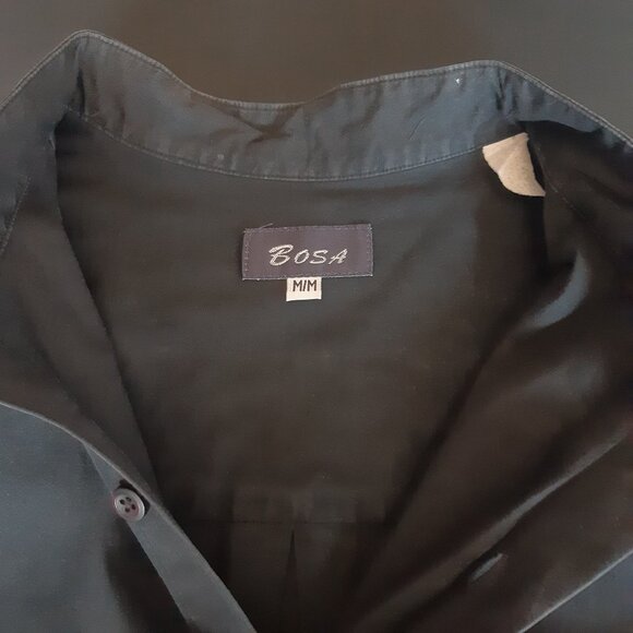 Bosa Mandarin Collar SZ M Men's Black Cotton Button Up Shirt - Picture 5 of 12